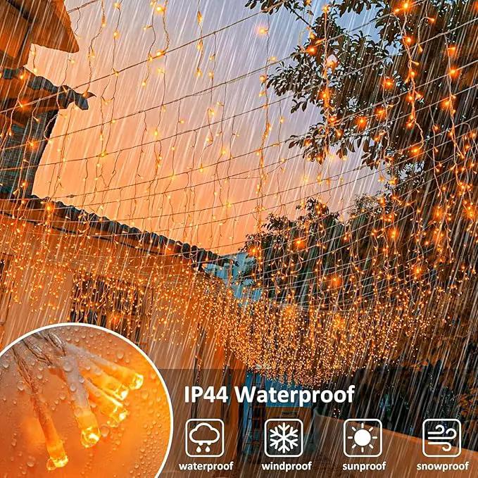 Icicle Lights for Outside, 33FT 400 LED Christmas Lights with 8 Modes Waterproof, Plug in Connectable Curtain Hanging Lights for Outdoor Indoor House Roof Party Wedding, Orange by GreenHaven Gardens