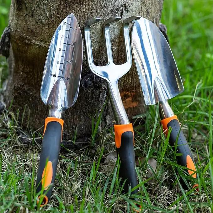 ESOW Garden Tool Set 7 PCS, Includes Cast-Aluminum Heavy Duty Hand Trowel, Transplant Trowel, Hand Rake, SK-5 Steel Gardening Scissor, Plant Tie, Bag & Gloves, Tool Kit Gifts by GreenHaven Gardens