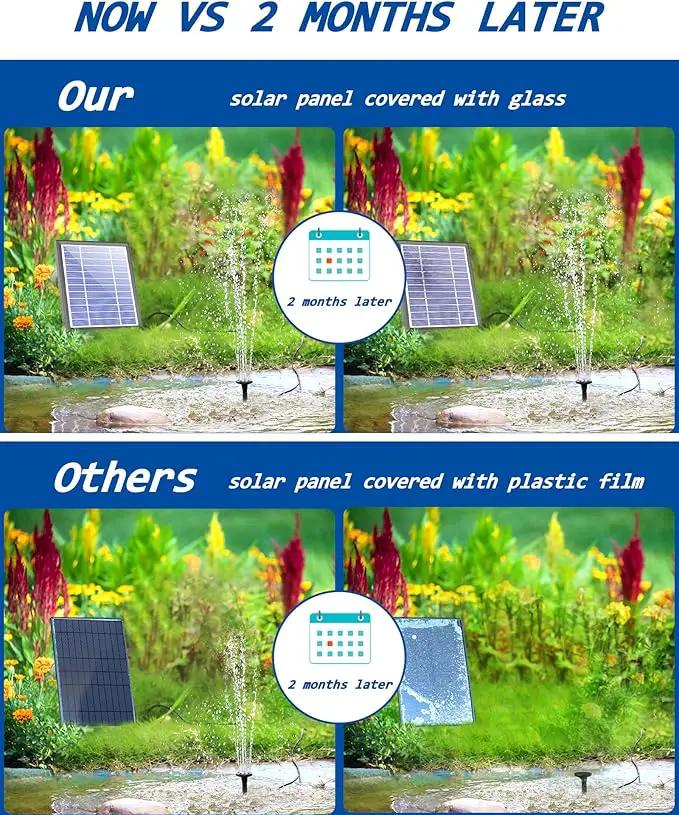 Biling Solar Fountain for Bird Bath, Solar Panel Kit Outdoor Solar Water Pump with 4ft Tubing for Hummingbird Bath, Small Pond and Fish Tank by GreenHaven Gardens