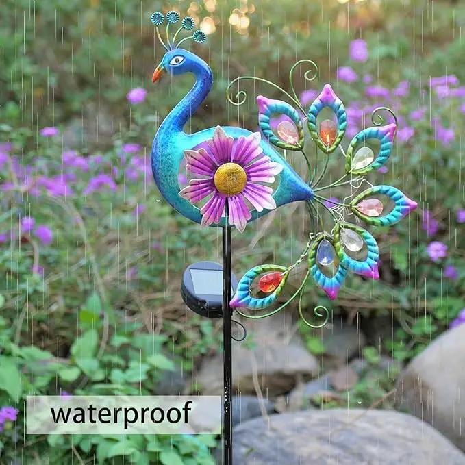 Solar Peacock Statue, Garden Metal Stake Lights Yard Decorations Outdoor,Perfect Peacock Gifts for Women, Ornaments,Mothers Day Ideal Gifts（Solar Peacock Flower ） by GreenHaven Gardens