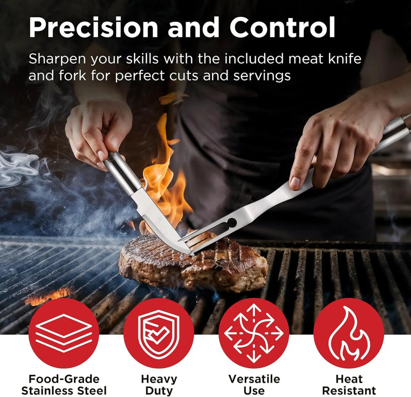 Kaluns BBQ Accessories, Complete Grill Set Grilling Gifts for Men Dad, 40 Pcs Premium Heavy Duty Stainless Steel Barbecue Grill Accessories for Outdoor Grill for Men Dad by GreenHaven Gardens