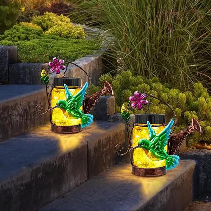 2 Pack Solar Lanterns Outdoor Waterproof Kettle Hanging Solar Lantern, Watering Jar Outdoor Solar Lanterns with Hummingbird Decor for Yard Garden Tree by GreenHaven Gardens