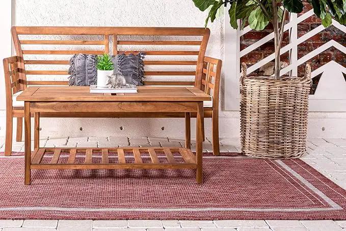 Unique Loom Outdoor Border Collection Area Rug - Soft Border (5' 3" x 8' Rectangle, Rust Red/ Ivory) by GreenHaven Gardens