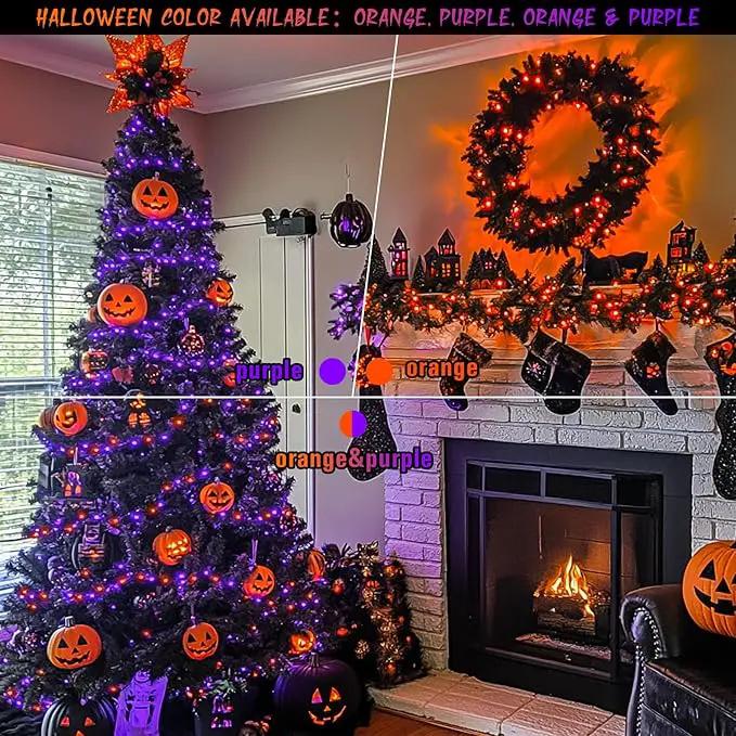 JMEXSUSS Halloween Decoration Lights, 200 LED Orange Purple Halloween Lights Clear Wire, 11 Modes Connectable Halloween String Lights Indoor Outdoor Plug in for Halloween Tree Decorations by GreenHaven Gardens