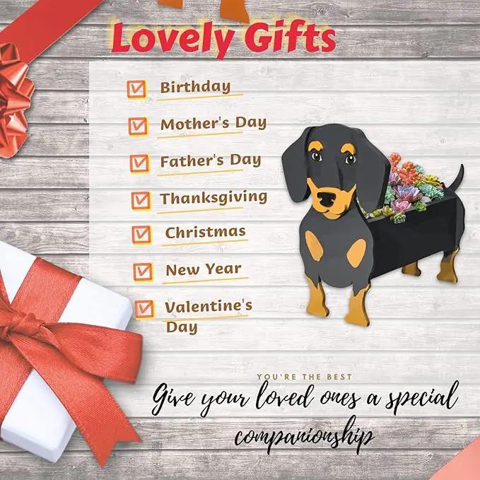 Black and Tan Dachshund Dog Planter Plant Pots,Cute Garden Dog Flower Planter,Large Dog Planters Birthday Gifts for Women,Office,Indoor/Outdoor Decor（9.84 * 9.13 * 17in） by GreenHaven Gardens