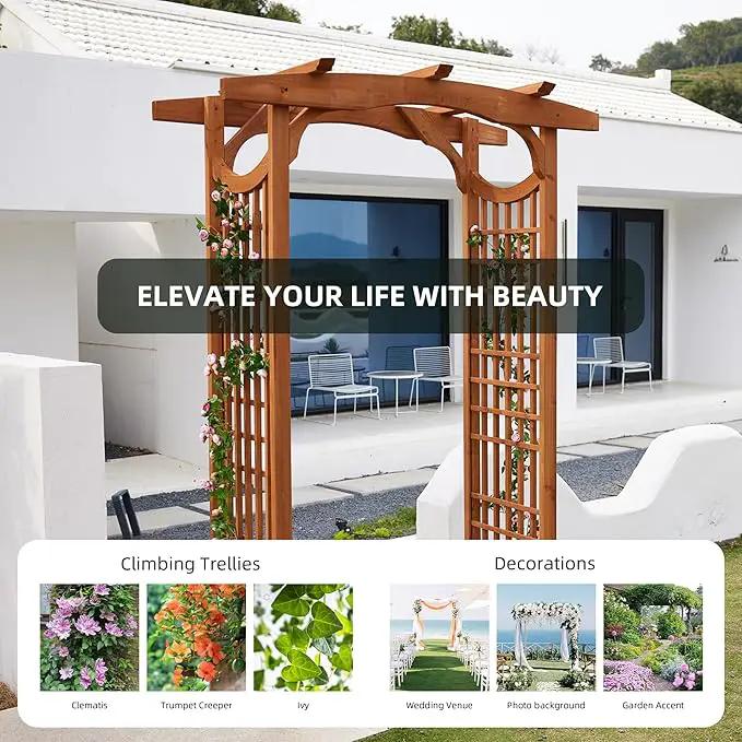 Solid Fir Wooden Garden Arch Premium Outdoor Trellis for Climbing Plants, 83.12”H×59”W×29.75’’D, Also can be Used for Wedding and Party Decoration by GreenHaven Gardens