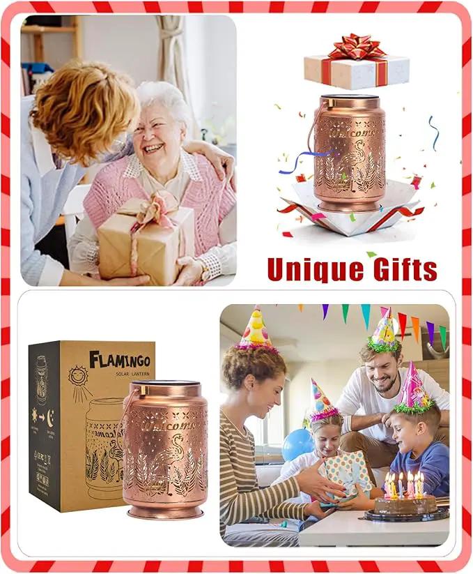 Nacome Flamingo Solar Lantern for Garden Decor: Waterproof Hanging Metal Decoration with LED Lights for Yard Lawn Porch Patio Landscape Pathway – Birthday Gifts for Mom Grandma Women by GreenHaven Gardens