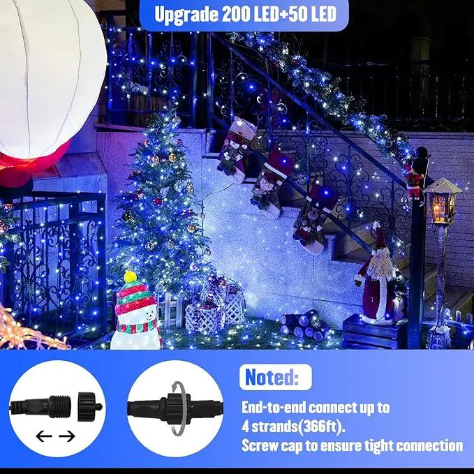 JMEXSUSS 250LED Christmas String Lights 91.5ft Extendable Green Wire Christmas Lights Outdoor Waterproof, 8 Modes LED String Lights Indoor for Tree Wedding Party Garden Patio Decoration, Blue & White by GreenHaven Gardens