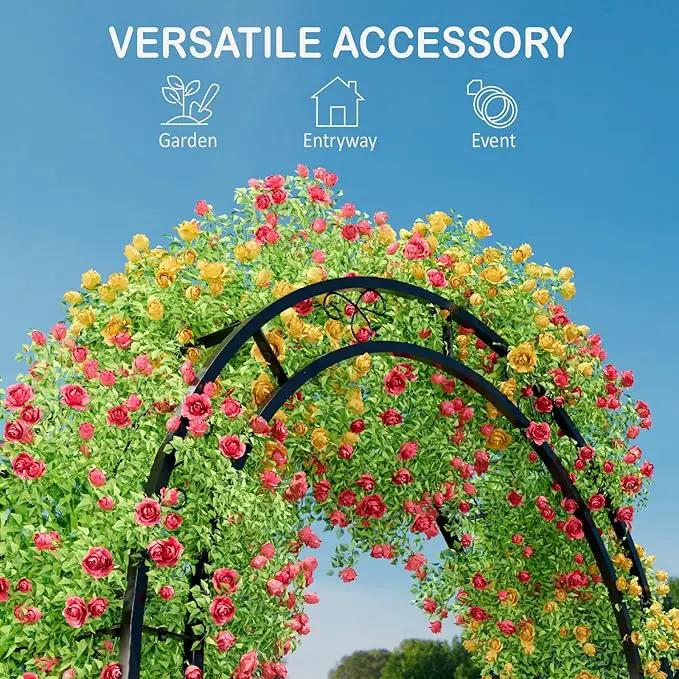 88in Steel Garden Arch Arbor Trellis for Climbing Plants Outdoor,Yard,Garden,Climbing Plants 7ft Decorative Wire Lattice,Outdoor Wedding Arch(Black) by GreenHaven Gardens