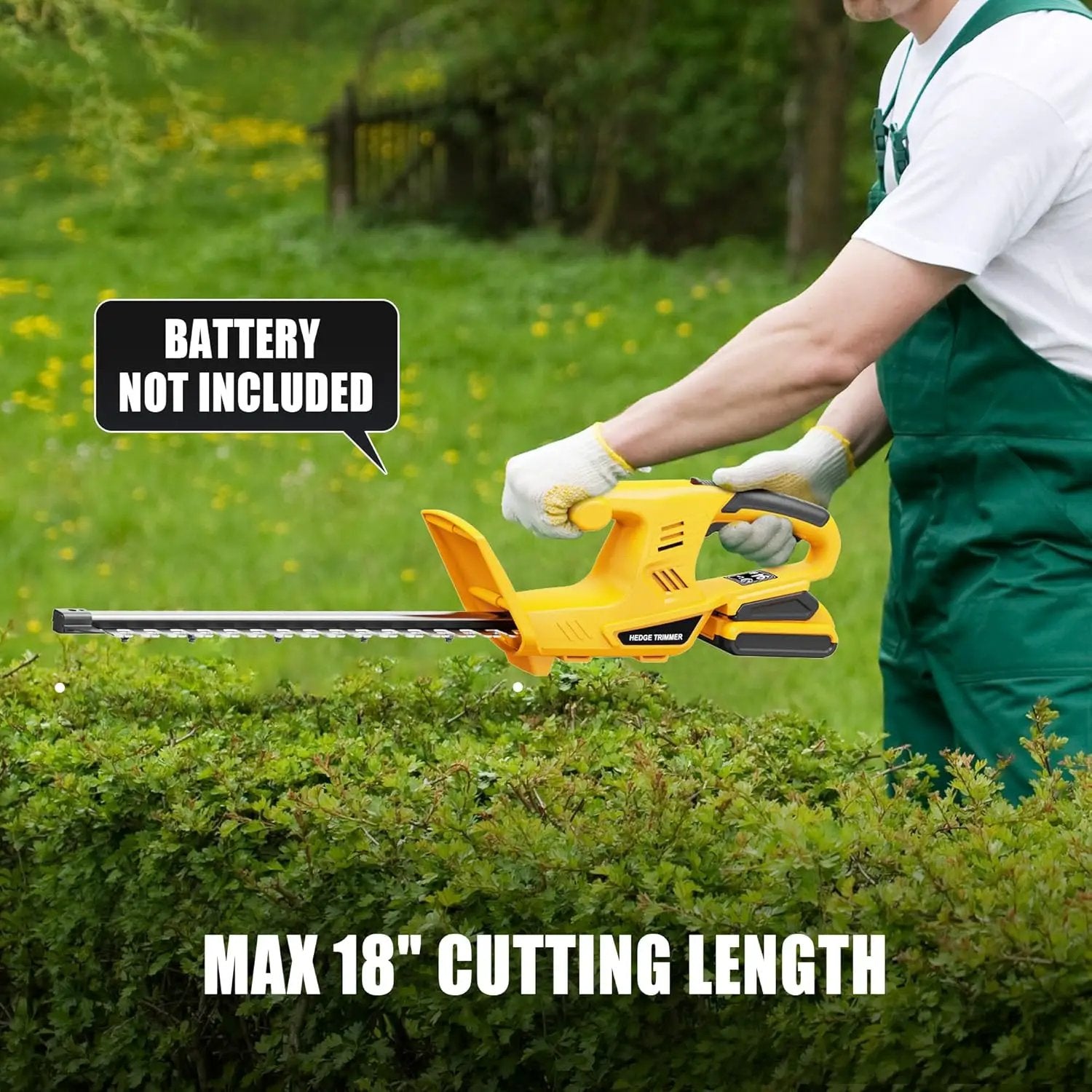 Houselife Cordless Hedge Trimmer Compatible with Dewalt 20V MAX Battery(Tool Only), 18'' Electric Hedge Trimmers Cordless, Lightweight Battery Powered Bush Trimmer for Yard, Garden by GreenHaven Gardens