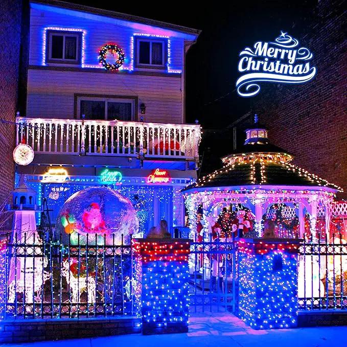 2 Pack Solar Christmas Lights Outdoor Waterproof, 75.5 ft 200 LED Solar Powered Blue String Lights,8 Modes Solar Christmas Lights for Garden Yard Patio Tree Party Xmas Decoration by GreenHaven Gardens