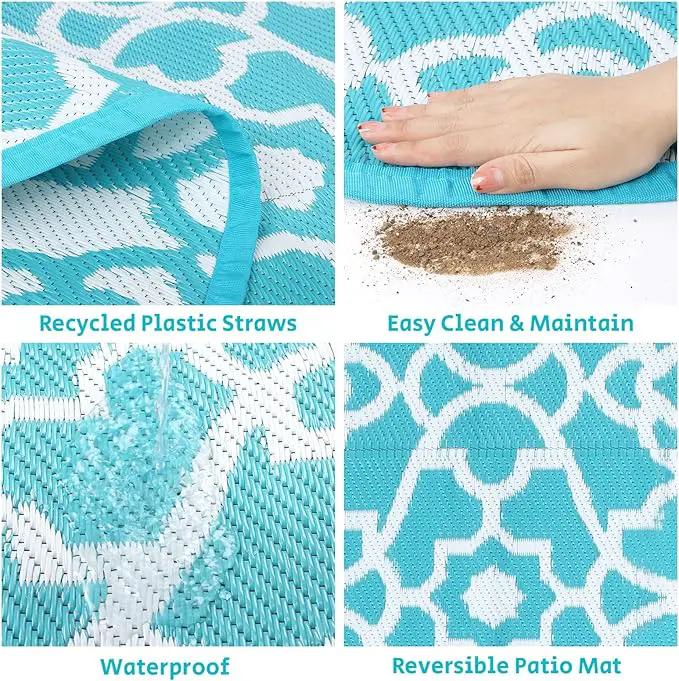 HEBE Outdoor Rug Waterproof 8ft, Plastic Straw Rug Camping Rug, Reversible Outdoor Patio Rugs RV Mat Clearance, Indoor Outside Floor Carpet for Porch,Deck,Camper,Balcony,Backyard by GreenHaven Gardens