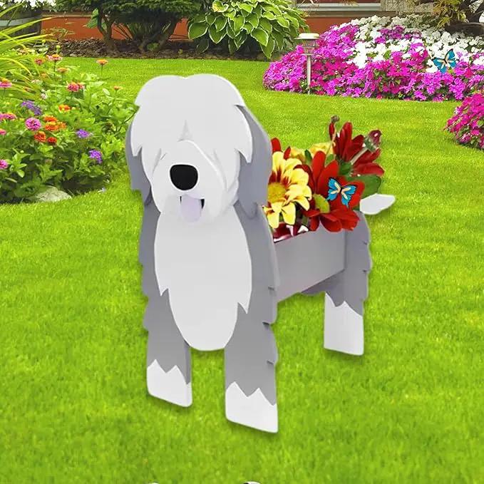 English Shepherd Dog Planter Plant Pots,Cute Garden Dog Flower Planter,Dog Planters Birthday Gifts for Women,Office,Indoor/Outdoor Decor（9.45 * 6.38 * 13.39in） by GreenHaven Gardens
