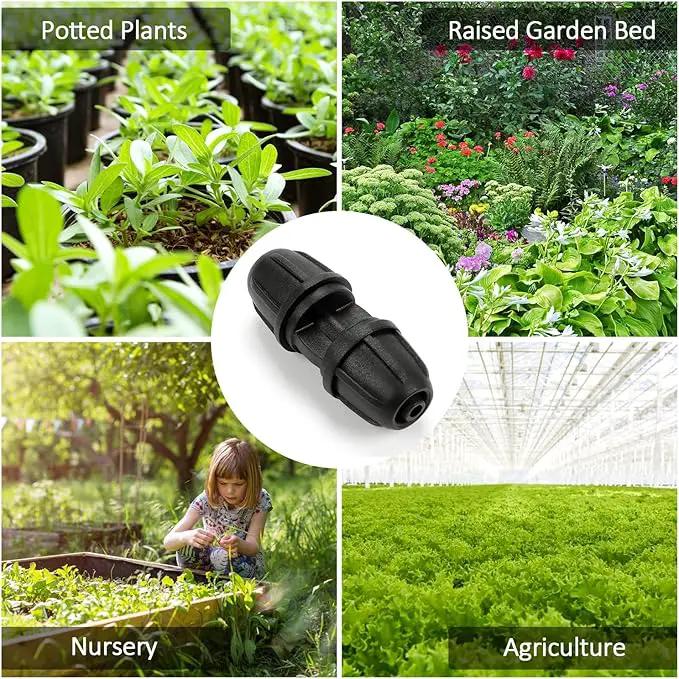 1/4 Inch Drip Irrigation Anti-leak Coupling Fittings, 25 Pieces 1/4'' Drip Line Barbed Locked Coupler Connectors for 1/4 Inch Irrigation Tubing for Garden Drip Systems