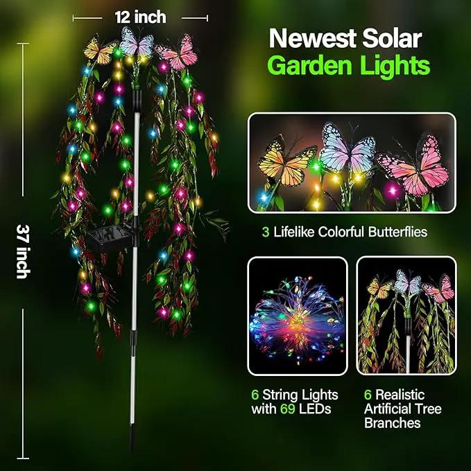 Solar Garden Lights Outdoor Decorative Waterproof, 69LED Swaying Tree Solar Lights for Outside, Butterfly Flower Lights Solar Power Yard Decor for Pathway Patio Lawn Decorations by GreenHaven Gardens