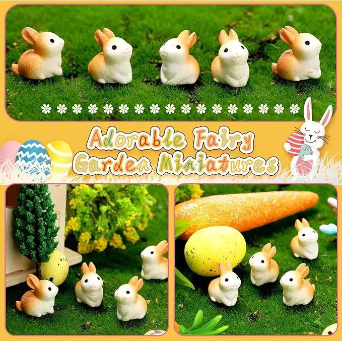 Marsui 100 Pcs Bunny Miniatures Figurines Rabbit Miniature Accessories Easter Garden Landscape Garden Rabbit for Easter Garden Accessories Dollhouses Decoration(Lively Rabbit) by GreenHaven Gardens