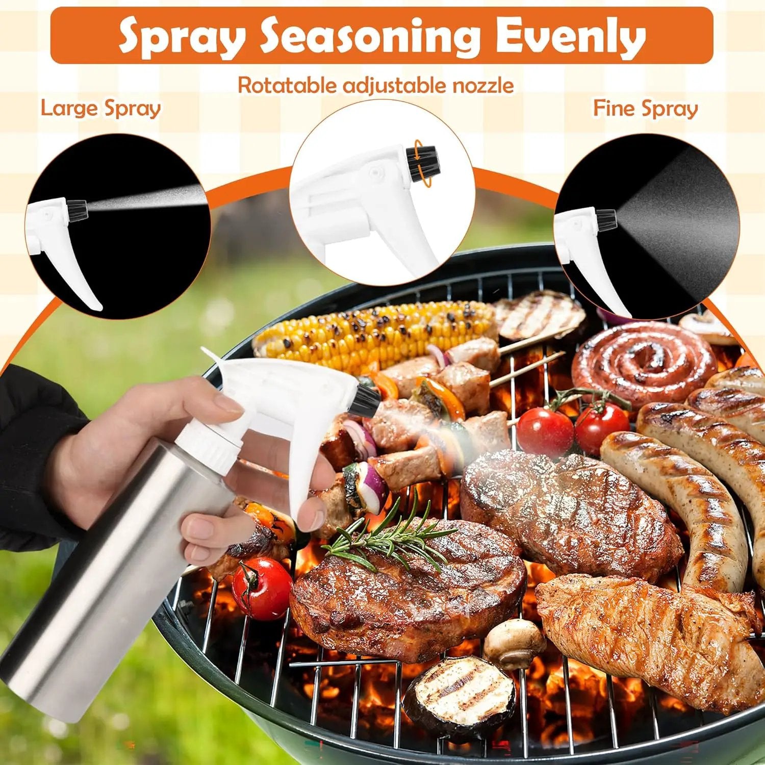 AHIER 2in 1 BBQ Spray Bottle, Turkey Marinade Injector Stainless Steel Grill Spray Bottle & Meat Injector with 2 PCS Cleaning Brush by GreenHaven Gardens