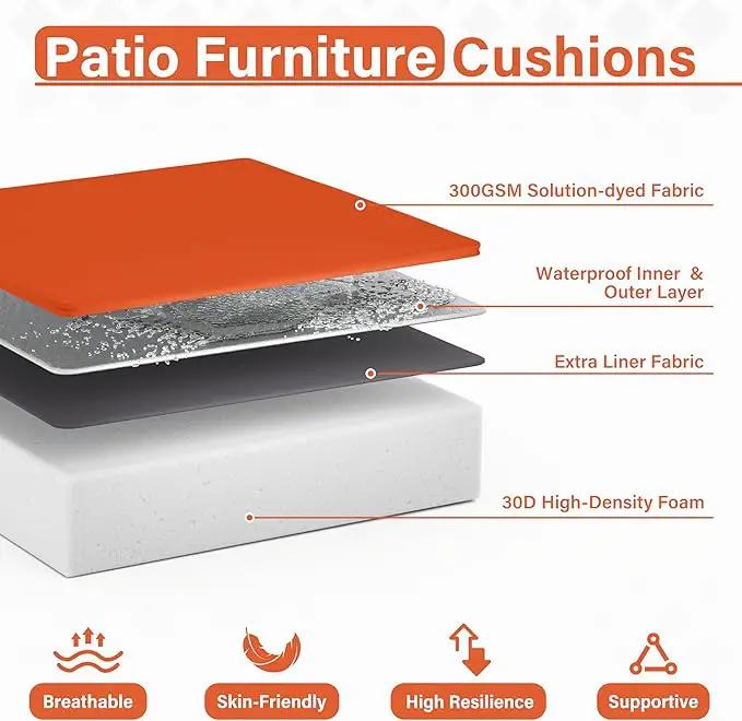 Patio Chair Cushions 19 X 19 X 4 Inch Waterproof Outdoor Seat Cushions for Patio Furniture, Outdoor Sofa Couch Pads with Ties & Handle, Set of 2, Orange by GreenHaven Gardens