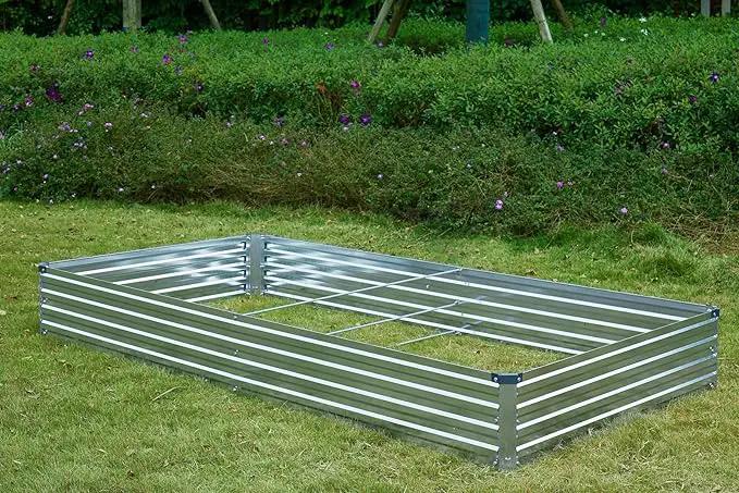 2 Pack 8x4x1FT Galvanized Raised Garden Beds Kit Outdoor Metal Gardening Planter Box for Vegetable Elevated Flower Herbs,Silver by GreenHaven Gardens
