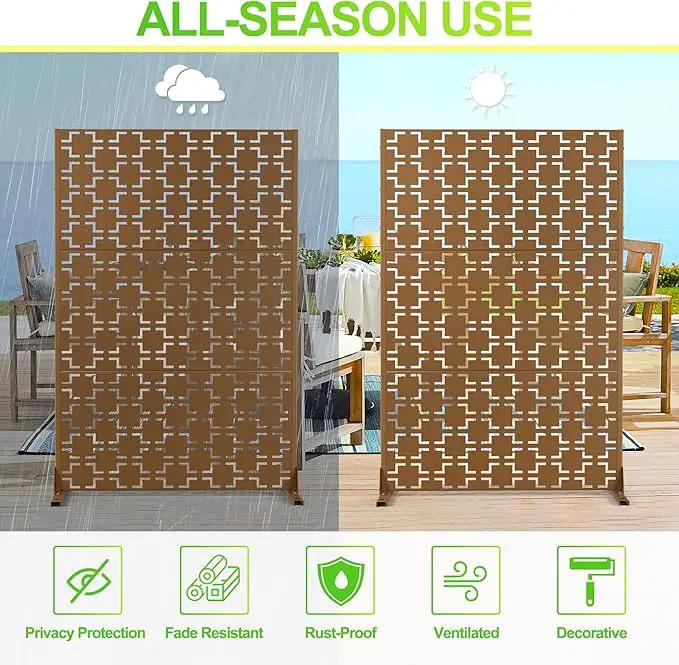 Outdoor Privacy Screen,72" H×47" W Metal Privacy Screen, Freestanding Privacy Fence Panels for Patio by GreenHaven Gardens