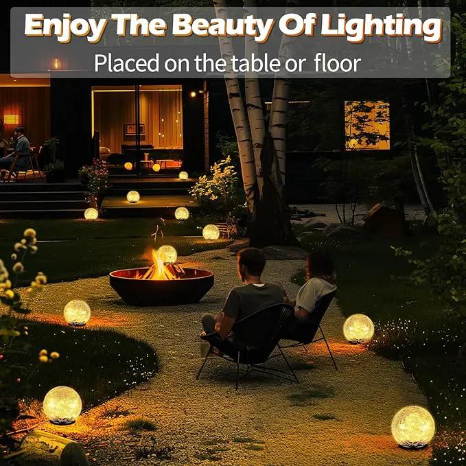 Garden Solar Ball Lights Outdoor Waterproof, 30 LED Cracked Glass Globe Solar Power Ground Lights for Path Yard Patio Lawn, Christmas Decoration Landscape Warm White(2 Pack 3.9'') by GreenHaven Gardens
