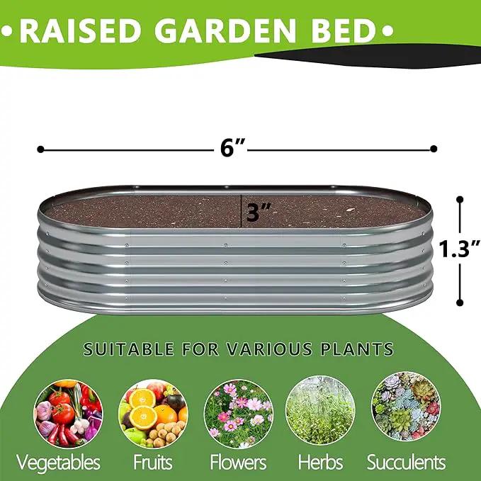 6x3x1.3 Oval Galvanized Raised Garden Bed,Outdoor Planter Box Metal Patio Kit Planting Bed for Vegetables Flowers and Succulents by GreenHaven Gardens