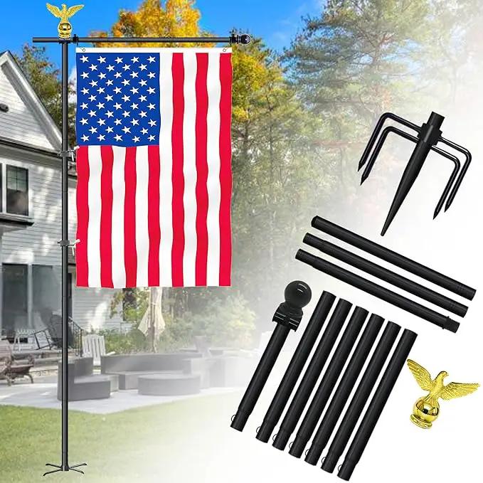 10FT Garden Flag Pole Stand for 3x5 Feet & 28x40 Inch Flags – Heavy Duty Freestanding Flagpole with 5-Prong Base – Adjustable, Lightweight Aluminum Flag Holder for Yard, Outdoor, Lawn – Black by GreenHaven Gardens