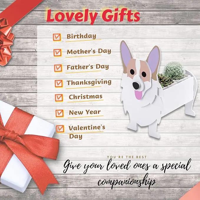 Corgi Dog Planter Plant Pots,Cute Garden Dog Flower Planter,Dog Planters Birthday Gifts for Women,Office,Indoor/Outdoor Decor（9.45 * 6.73 * 12.2in） by GreenHaven Gardens