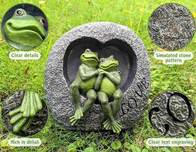 Artisan Flair Lover Frog Statues for Garden - Resin Frogs Couple Figurines Romantic - Yard Animal Decor Frog Stuff Outdoor Lawn Ornament, Green, 7.09 X 4.33 X 7.09 Inches, AF15813 by GreenHaven Gardens