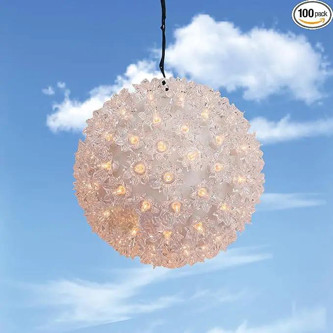 100 Clear Warm Christmas Sphere Light, UL Certified and Commercial Grade 7.5 Inches Hanging Sphere, for Indoor and Outdoor Party, Garden, Gate, Patio, Trees. by GreenHaven Gardens