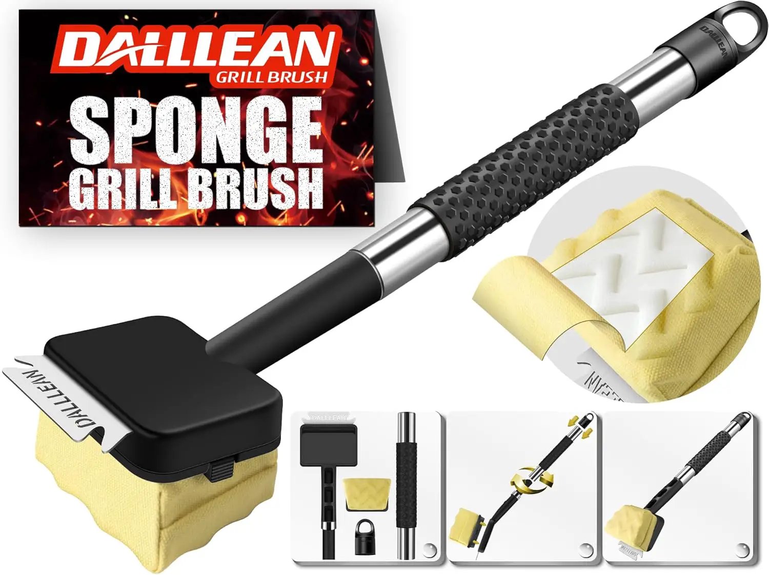 BBQ Grill Brush Bristle Free for Outdoor Grill, Replaceable Head Cleaning Brush, Steam Grate Cleaner, BBQ Cleaning Brush, Scraper for Grill Grates, Safe Barbecue Grill Brush by GreenHaven Gardens