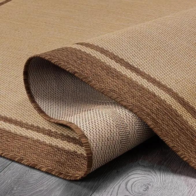 CAMILSON Outdoor Rug 5x7 Bordered Natural Brown Modern Area Rugs for Indoor and Outdoor Patios, Kitchen and Hallway Mats, Washable Porch Deck Outside Carpet (Border Jute, 5 x 7) by GreenHaven Gardens