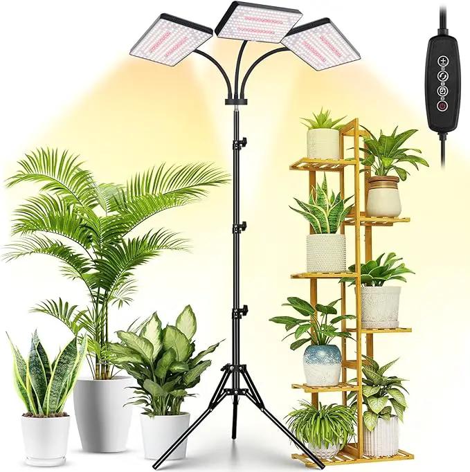 2024 LBW Grow Lights for Indoor Plants with Stand, 642 LEDs Full Spectrum Standing Plant Light, Tall Floor Plant Lamp with 3/6/12H Timer, 6 Brightness, 3 Modes, 63 " Adjustable Tripod by GreenHaven Gardens
