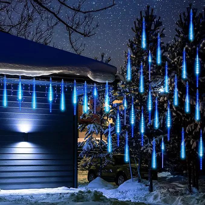 Meteor Shower Lights 20 Tubes 16 Inch 720 LED Solar Christmas Lights Outdoor Waterproof, Snow Cascading String Lights for Outside Christmas Halloween House Tree Decoration, Blue by GreenHaven Gardens