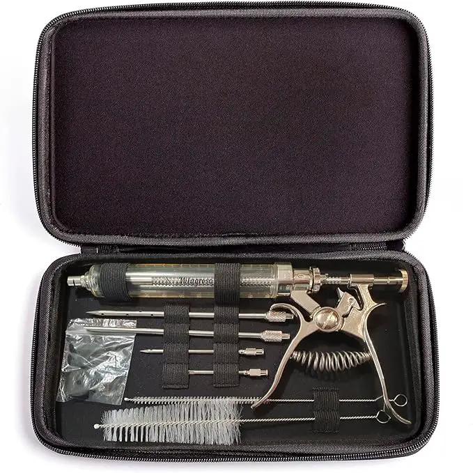 Meat Injector Syringe Stainless Steel Outdoor Meat Kit Marinade Flavor Food Injector Syringes with 4 Marinades Needles Grill Smoker Injectors Professional Syringe Held Culinary Barbecue Tool For BBG by GreenHaven Gardens
