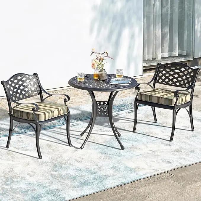 LVTXIII Patio Chair Cushions 22"x22"x3", Water-Repellent Outdoor Seat Cushions for Patio Furniture, Square Chair Pads with Ties for Home Garden Decoration, Set of 2, Stripe Onyx by GreenHaven Gardens