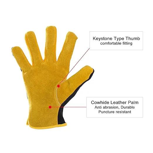 HLDD HANDLANDY 2 Pairs Leather Gardening Gloves for Men, Utility Work Gloves for Gardening, Yardwork, Construction, Mechanics, Great Garden Gifts for Men Women by GreenHaven Gardens