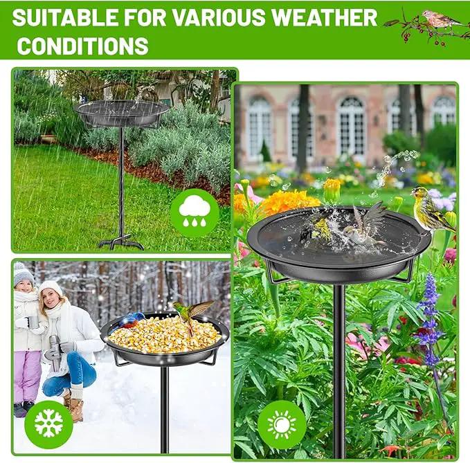 Metal Bird Bath for Outside Garden Birdbath Bowl, 36.2" Height Freestanding Bird Feeders for Outdoors with 4 Prongs Base Stake, Standing Birdfeeders for Yard Lawn Decor (Black) by GreenHaven Gardens