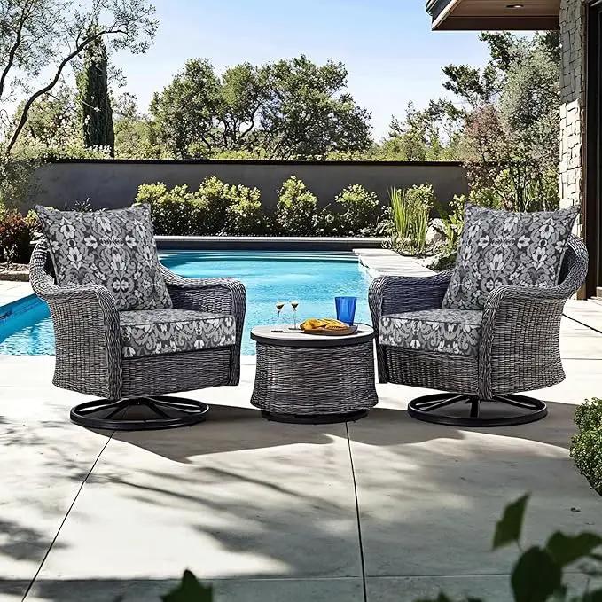Favoyard Outdoor Seat Cushion 22 x 22 x 3 in Waterproof Pattern Fade Resistant Cover Removable Patio Furniture Cushions Deep Seat & Back Cushion Set with Adjustable Straps for Patio Chair Sofa Couch by GreenHaven Gardens