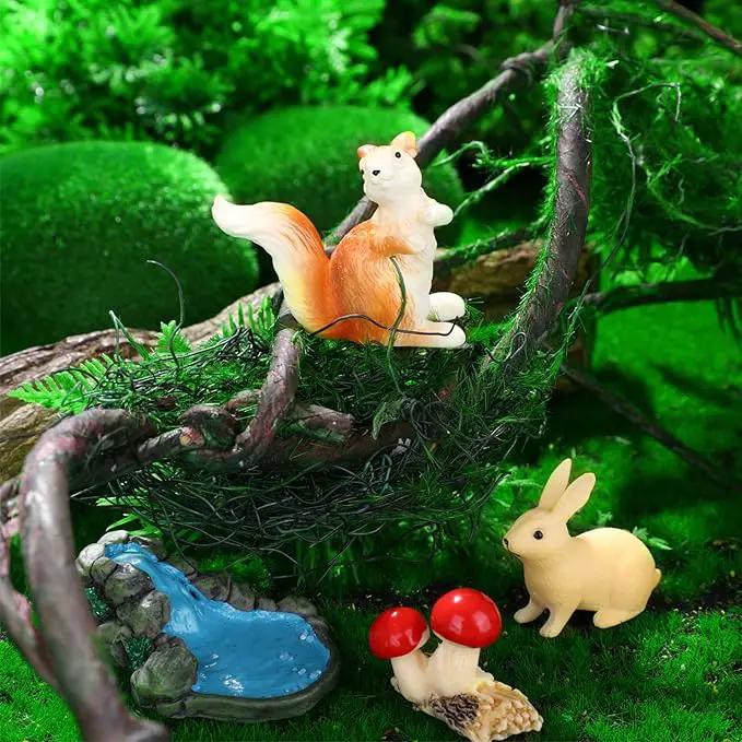Roowest 19 Pcs Garden Accessories Garden Fairies Kit Miniatures Bunny Squirrel Owl Animals Cute Tiny Mushroom Mini Pond Bridge Figurine Miniature Micro Landscape Ornaments for DIY Home by GreenHaven Gardens