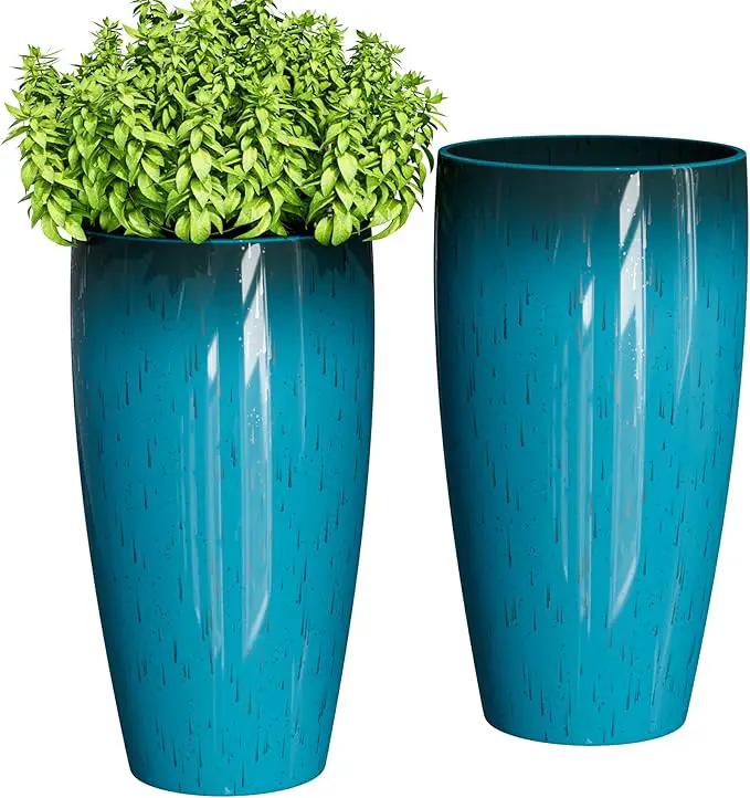 QCQHDU 24 inch Tall Planter for Indoor & Outdoor Plants, 2 Pack Sturdy Plant Flower Pots Modern Decor for Front Porch Patio Deck Living Room by GreenHaven Gardens