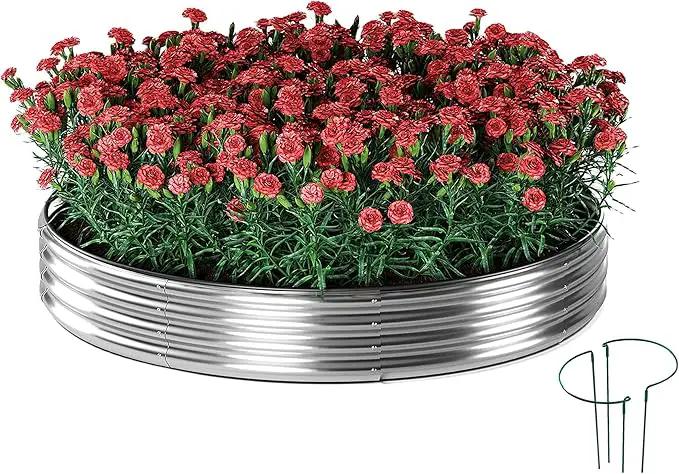 Galvanized Metal Planter Raised Garden Bed Kit for Gardening Outdoor，Height 12 Inch, 3x3x1ft Round Galvanized Steel Fire Pit，Steel Fire Pit Silver for Backyard, Camping, Bonfire by GreenHaven Gardens