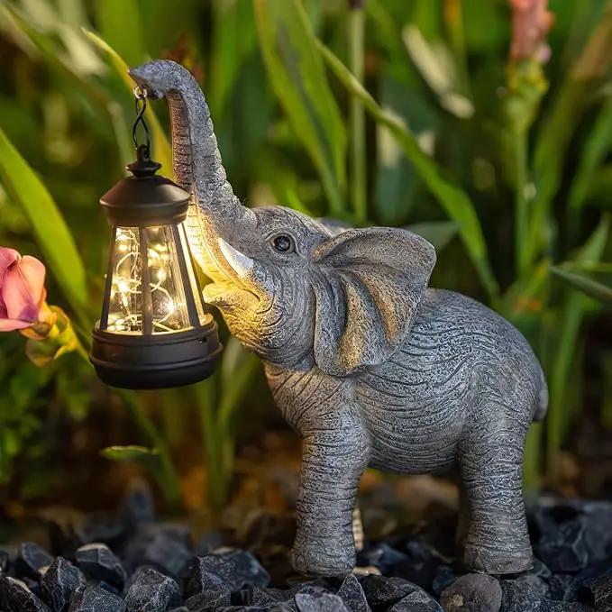 Elephant Statue Solar Garden Decor, Outdoor Solar Decoration for Outside, Gardening Gifts for Women by GreenHaven Gardens