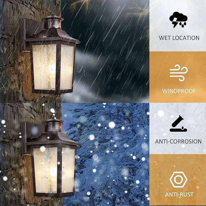 Oil Rubbed Bronze Motion Sensor Outdoor Lights 2 Packs - Waterproof Dusk to Dawn Outdoor Lighting, Brown Exterior Garage Light Fixture, Porch Light Outside Wall Mount for House, Front Door, Anti-Rust by GreenHaven Gardens