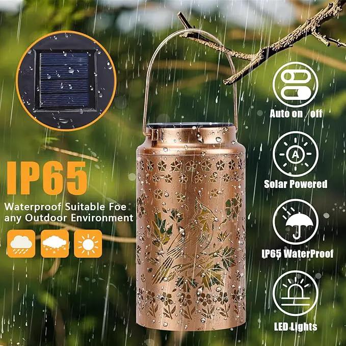 4 Pack Cardinal Solar Lanterns Outdoor Waterproof, Metal Hanging Lights Decorations for Garden Yard Lawn Patio, Cardinal Gifts for Women Mom Grandma Gardener for Mother'Day Christmas by GreenHaven Gardens
