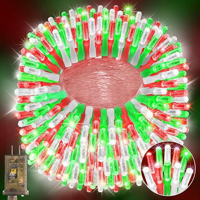 Heceltt 1140 LED 449 FT String Lights Outdoor, 8 Modes Christmas Lights Plug in, IP44 Waterproof Led String Lights with Timer and Memory for Home Party Tree Decorations (Red Green and White) by GreenHaven Gardens