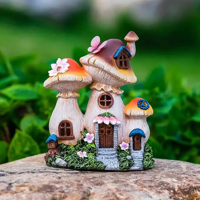 Solar Garden Statue Lights Mushroom Fairy House Figurine, Outdoor Memorial Garden Ornaments Waterproof Decoration for Outside Patio Yard Lawn Decor by GreenHaven Gardens