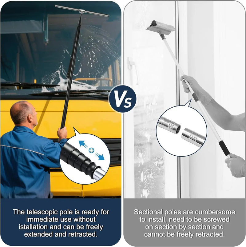 12-51’’ Telescopic Window Squeegee for Home, 2 in 1 Window Cleaning Squeegee Kit, Shower Squeegee for Glass Doors, Outdoor extendable Window Cleaner Tool for Floor Tile Wall Car Windshield by GreenHaven Gardens
