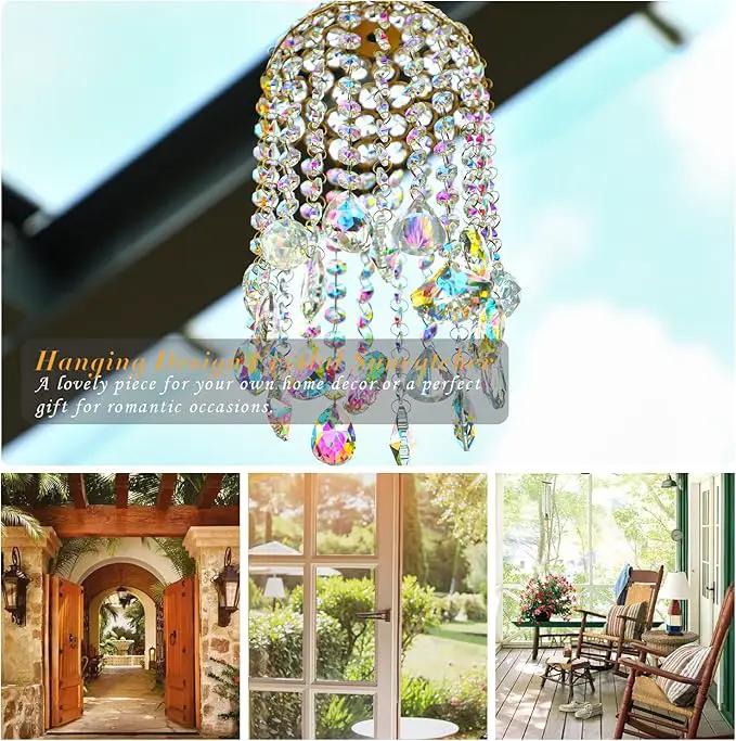Crystal Chandelier Wind Chimes Suncatcher Pendant, Aurora Light Catcher for Window Indoor Outdoor Ornament, Gift for Mothers Day Christmas Day by GreenHaven Gardens