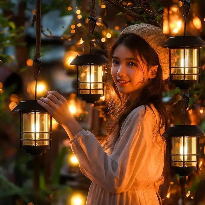 Otdair Solar Lantern Outdoor - 2 Glass Hanging Lights, Waterproof Wall Sconce, Decorative for Front Porch, Yard and Garden by GreenHaven Gardens
